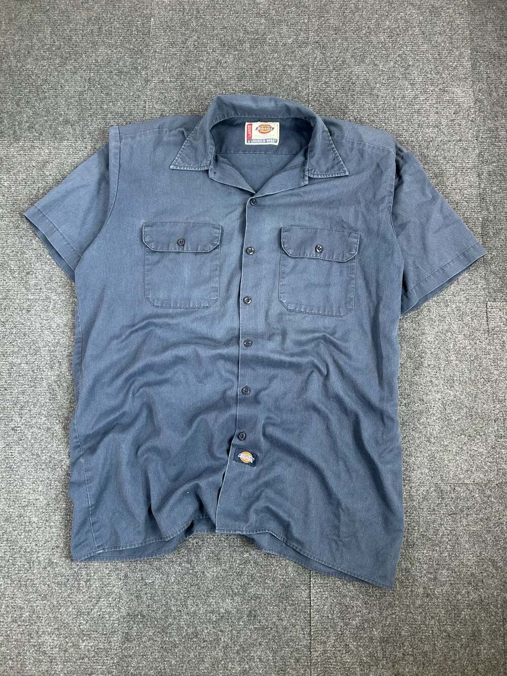 Dickies Short Sleeve Work Shirt Size Large Blue Button Up